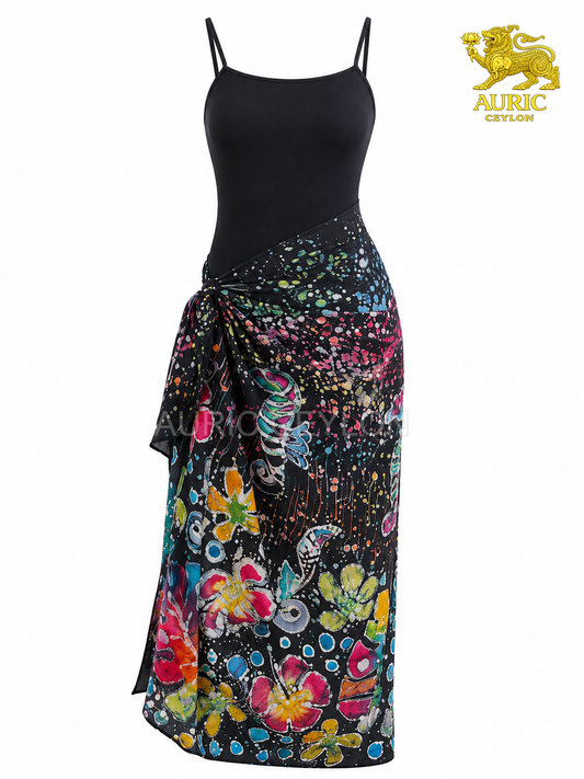 Black Floral Batik Sarong / Pareo